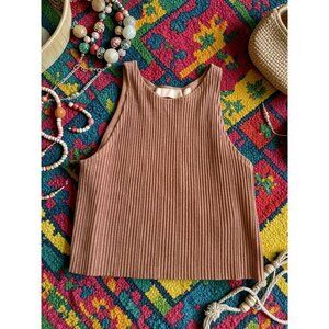 KEEPSAKE Rose Gold Ribbed Crop Tank Top Size Large